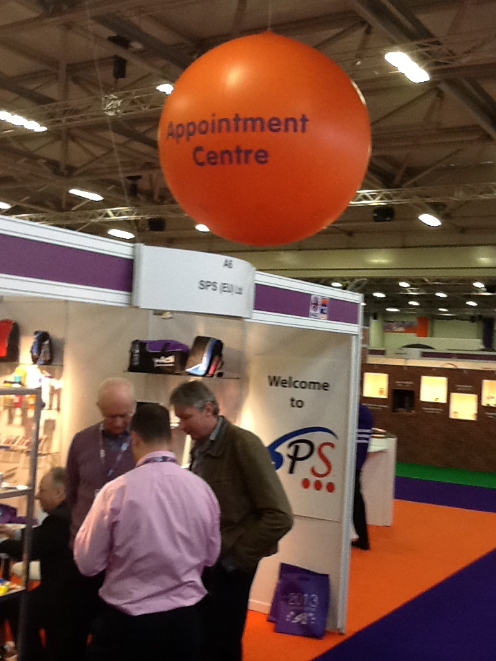 Inflatable sphere marking exhibition stand