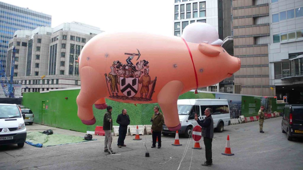 Inflatable pig for Worshipful Company of Paviors