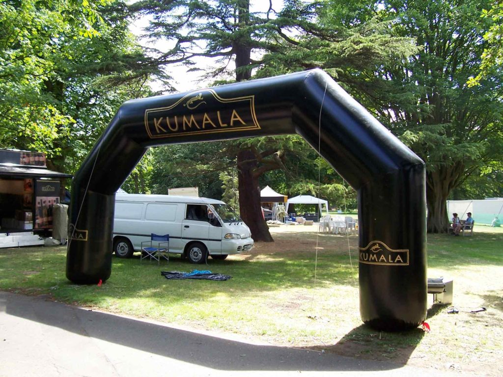 Kumala inflatable arch in a camping area