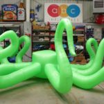 Giant octopus awaiting artwork in ABC Inflatables workshop