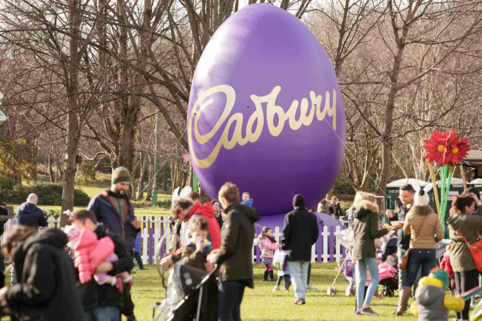 Cadbury inflatable egg in a park