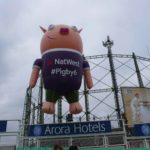 Custom inflatable pig for NatWest at cricket ground