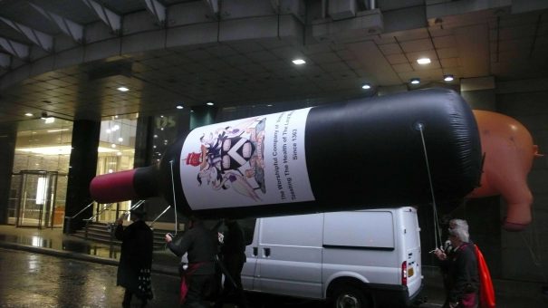 Inflatable wine bottle for Lord Mayor's Show