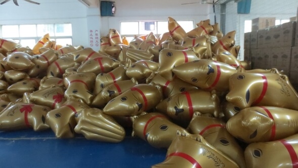 Gold inflatable Lindt bunnies