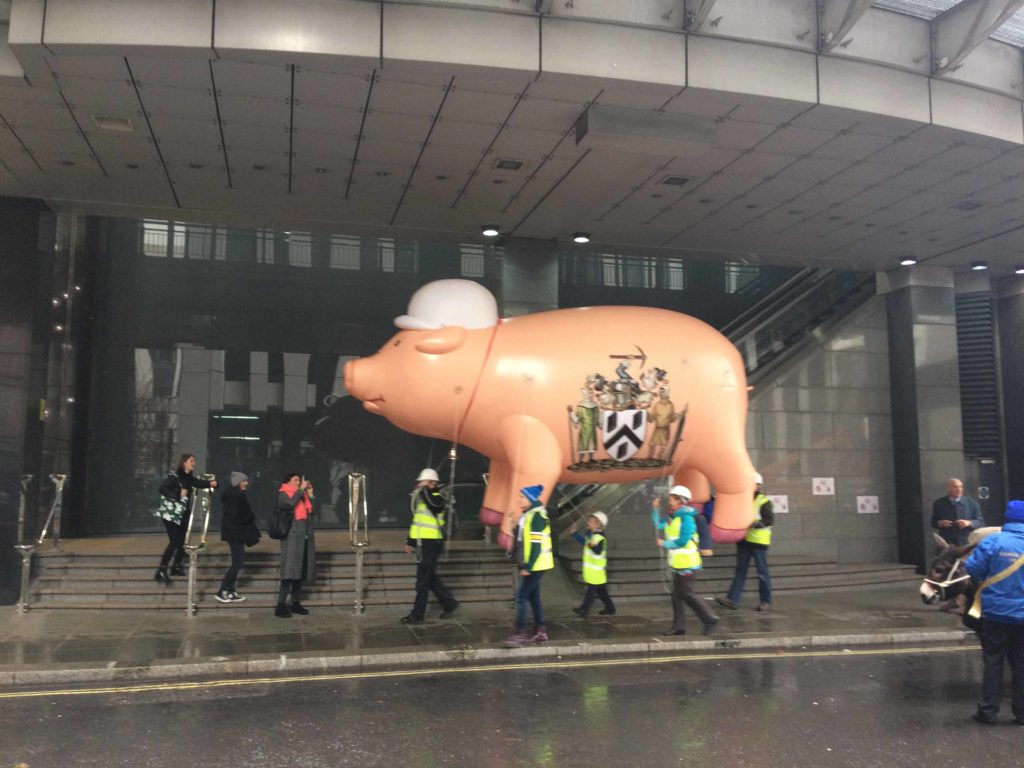 inflatable pig at parade