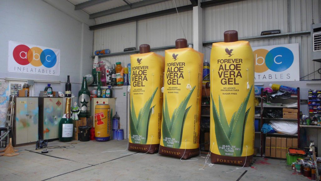 Three inflatable product replicas for Forever Living