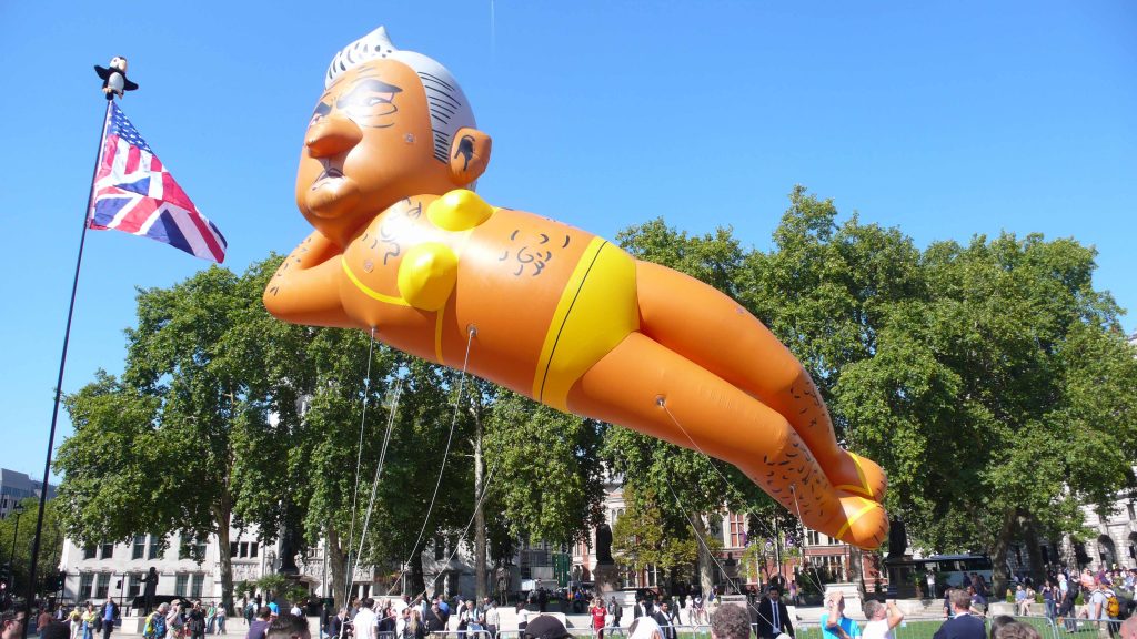 Inflatable Sadiq Khan floats above London 