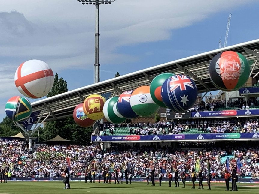 inflatable cricket balls showing world flags