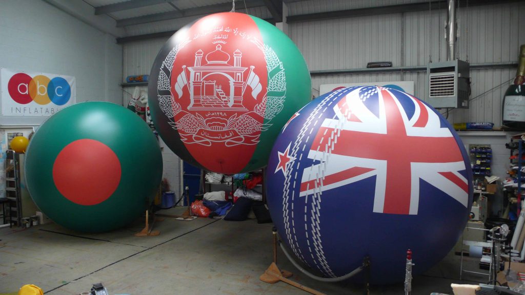 inflatable cricket balls showing seams