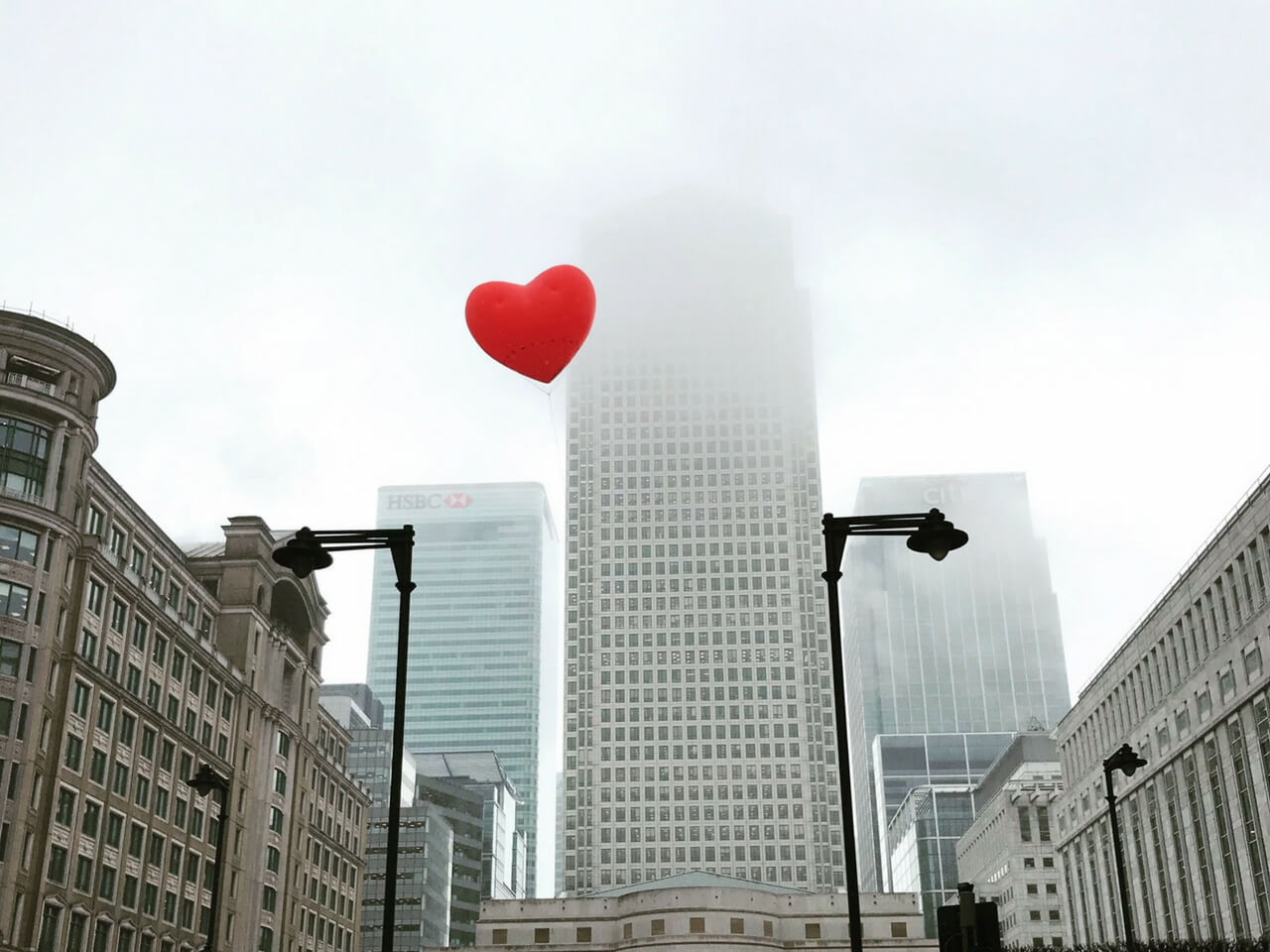 inflatable chubby heart by buildings