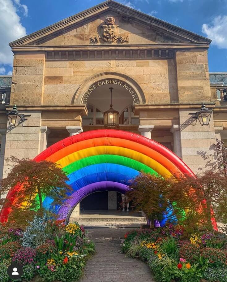 covent garden market inflatable rainbow entrance