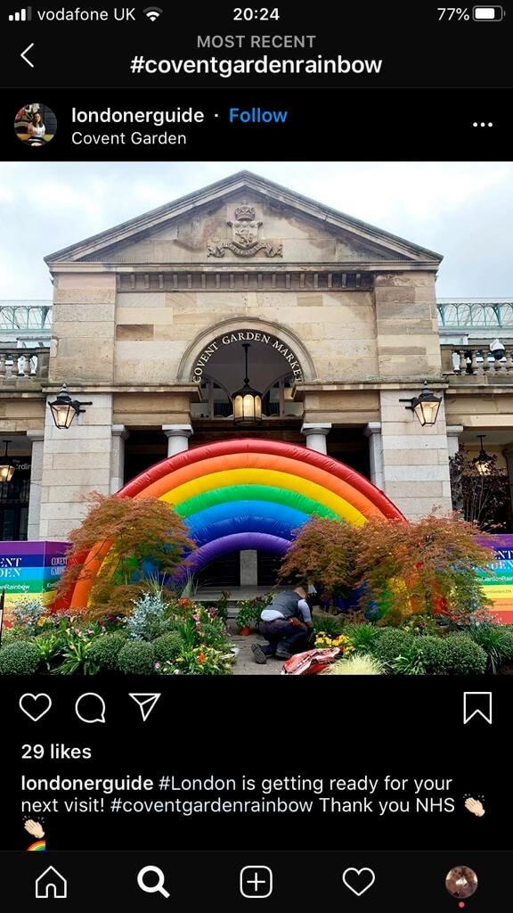 screenshot covent garden rainbow instagram